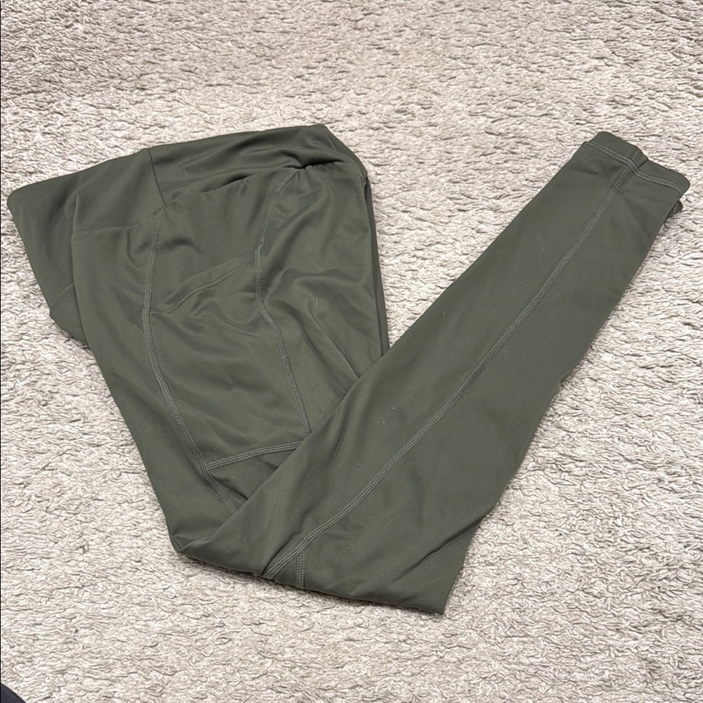 Green High-Waisted Compression Leggings - Picture 2 of 5
